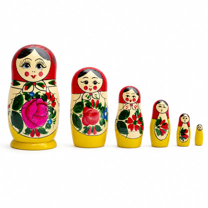 Set of 6 Wooden Dolls Nesting Dolls Semenov Matryoshka 5.75 Inches