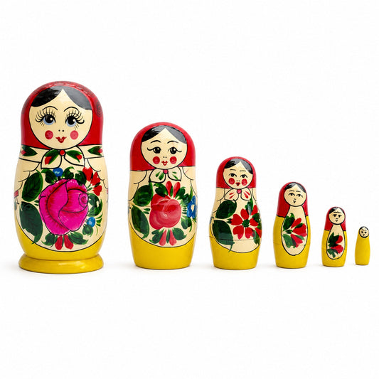 Set of 6 Wooden Dolls Nesting Dolls Semenov Matryoshka 5.75 Inches