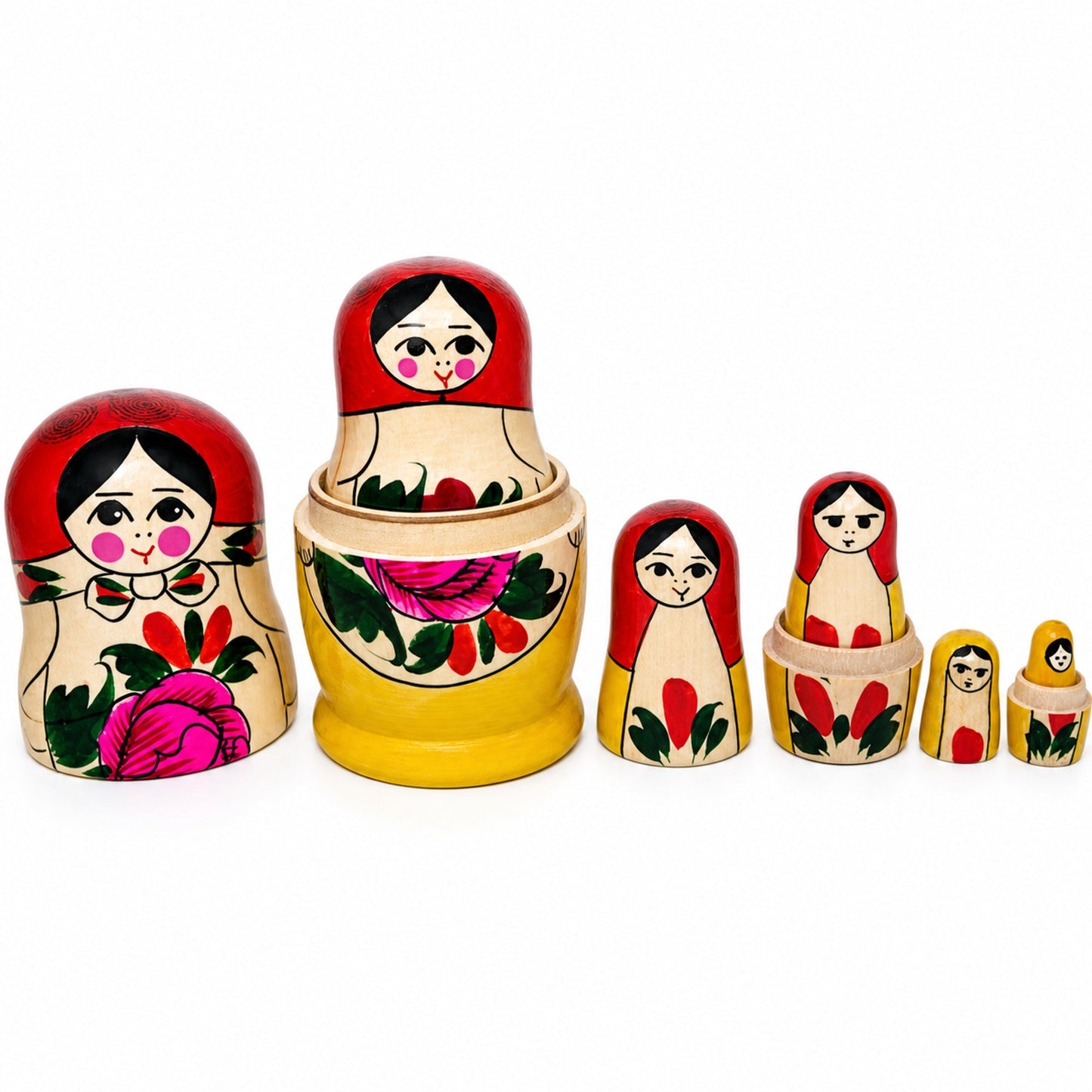 Set of 6 Wooden Dolls Nesting Dolls Semenov Matryoshka 5.75 Inches