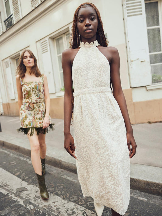 Ilona Midi Dress - Ivory Crochet Lace