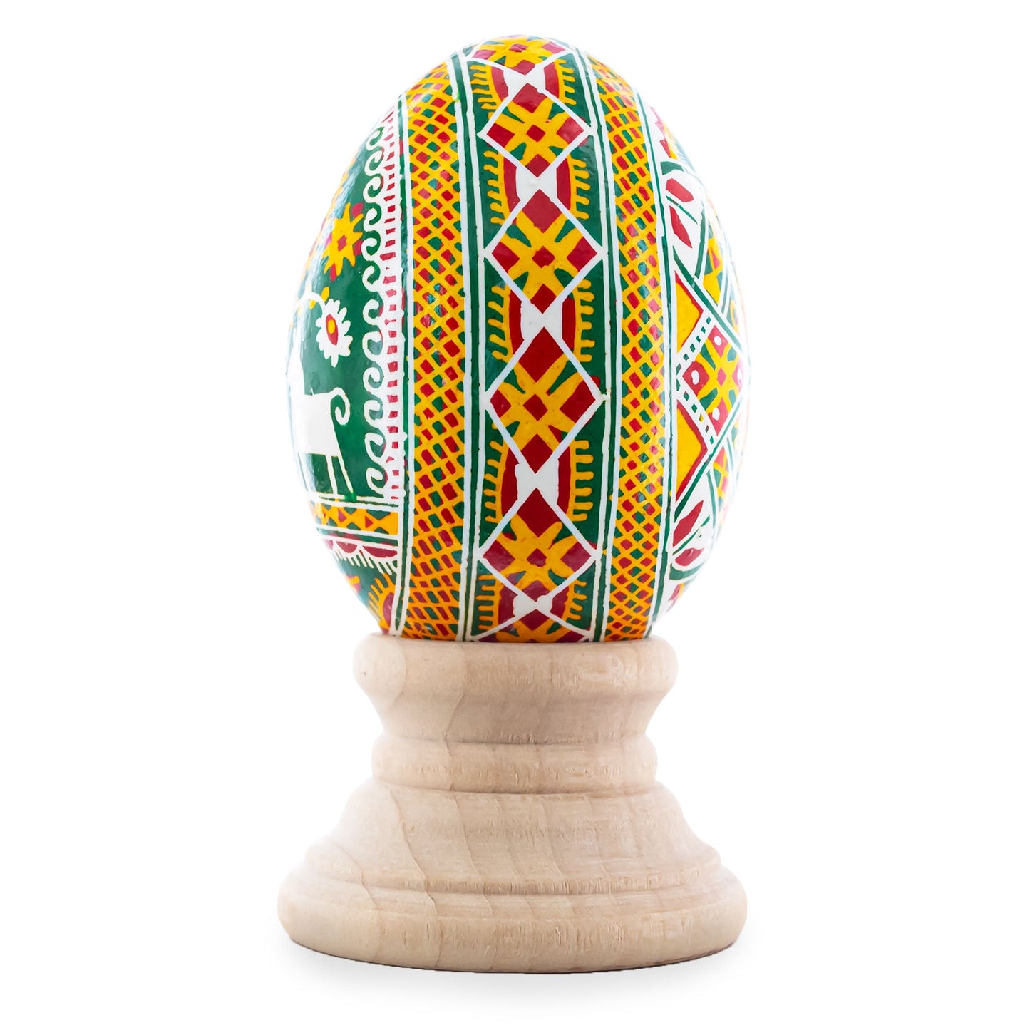 Horses on Green Authentic Blown Real Eggshell Ukrainian Easter Egg Pysanka