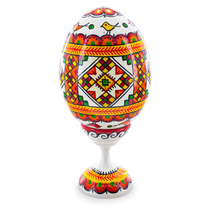 Spiral Ukrainian Wooden Easter Egg Pysanka on a Stand 3.75 Inches