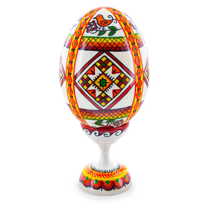 Bird Ukrainian Wooden Easter Egg Pysanka on a Stand 3.75 Inches