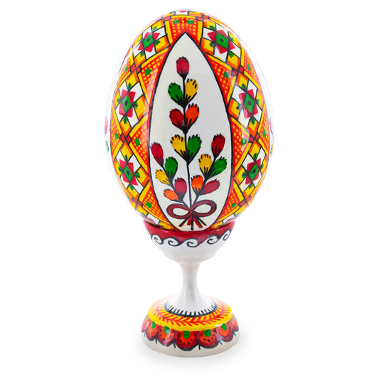 Willow Ukrainian Wooden Easter Egg Pysanka on a Stand 3.75 Inches