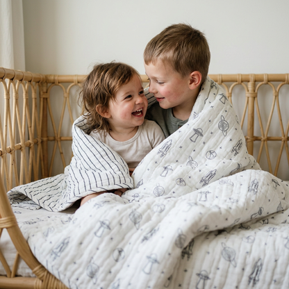 Organic Kids Quilt - Celestial & Cobi Blue Stripes