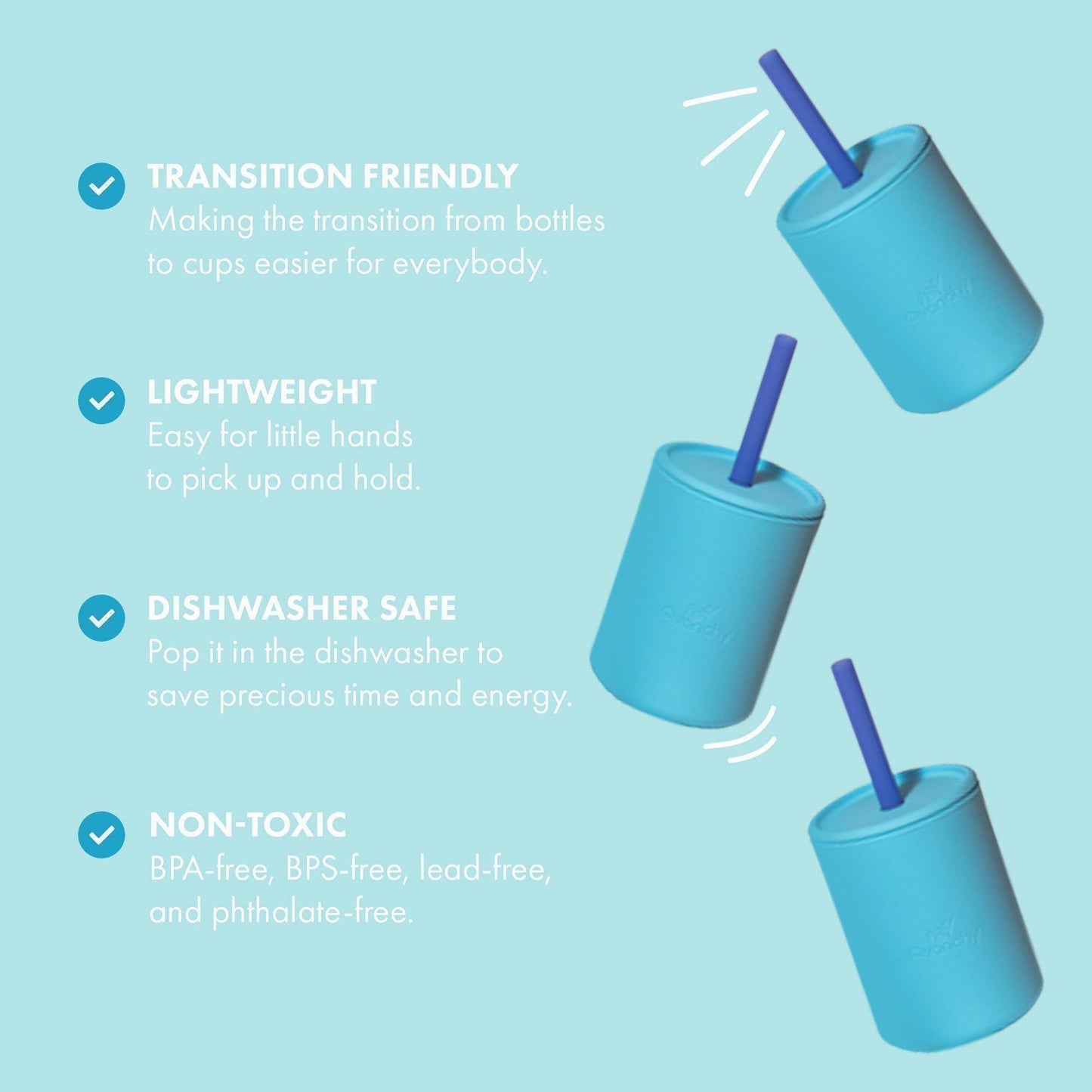 8 oz Medium Sippy Cup + Straw |  Silicone