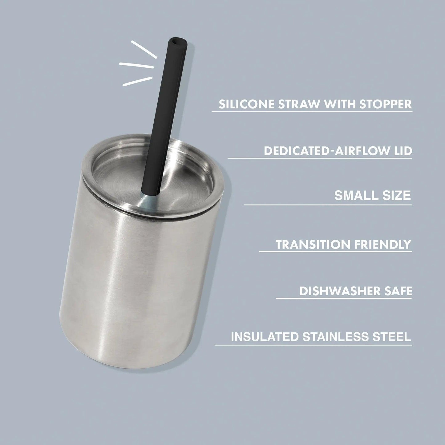 8 oz Medium Sippy Cup + Straw | Stainless Steel