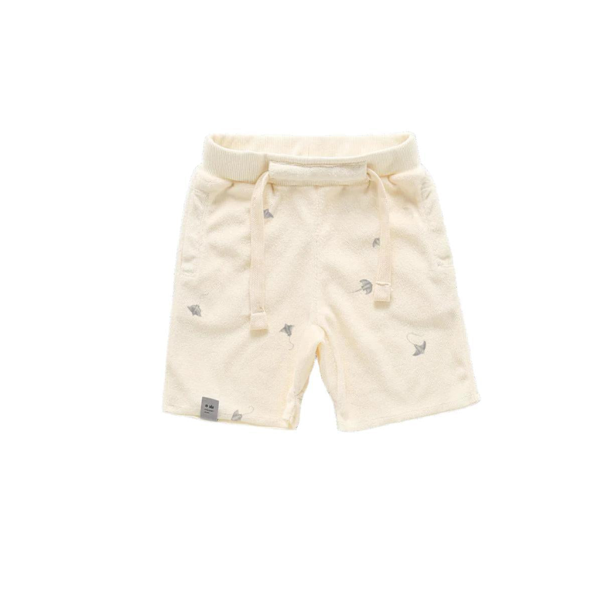 Terry Shorts with Print - Cream