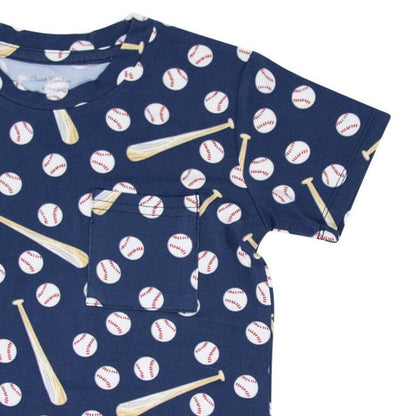 Crew Neck Tee - Little Slugger Navy