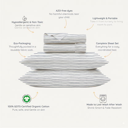 Organic Cotton Sheet Set - Navy Blue Stripes