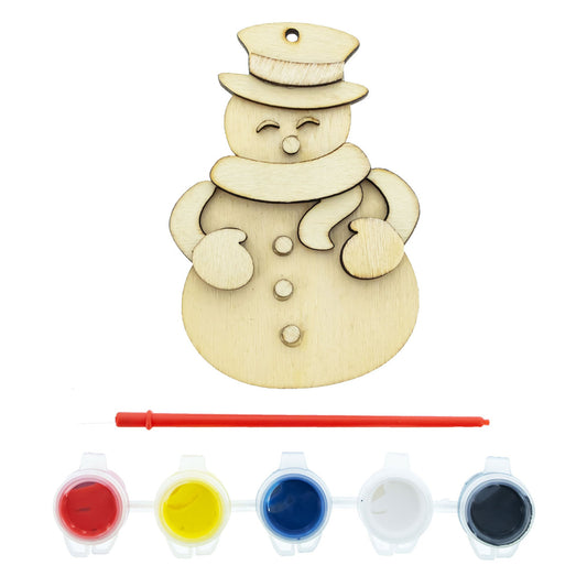 Unfinished Wooden Snowman Christmas Ornament Cutout DIY Craft Kit