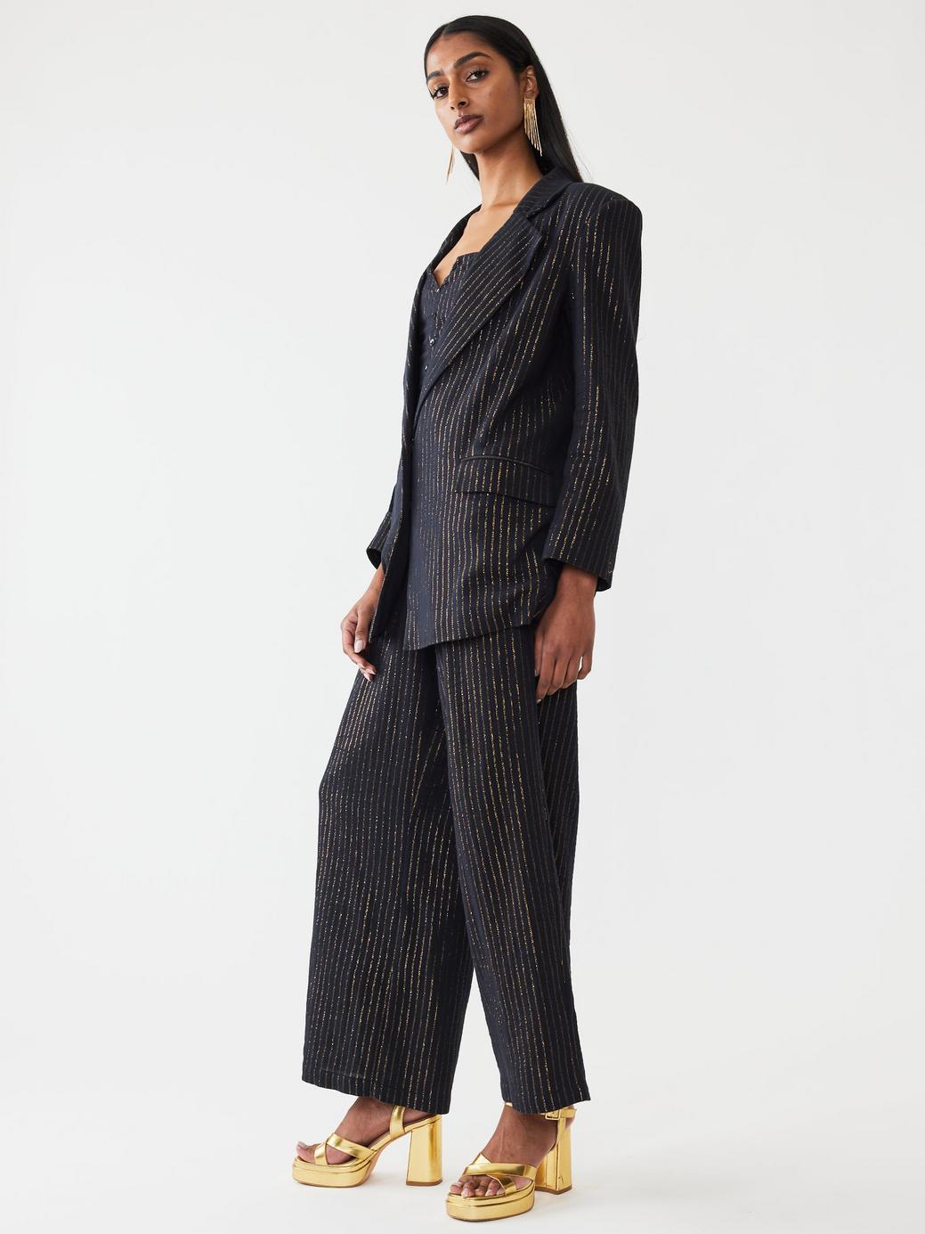 Sloan Blazer - Black Lurex Stripe