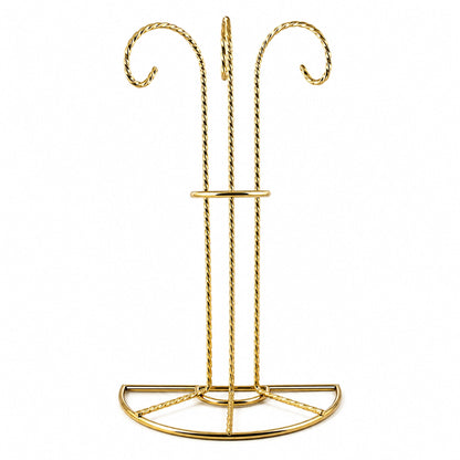 Swirl Legs Gold Tone Metal 3 Ornaments Stand 11 Inches
