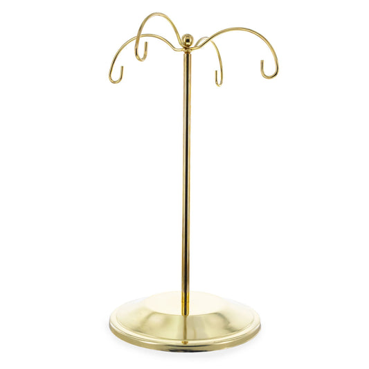 4-Arm Gold Metal Ornament Stand Display 8.5 Inches