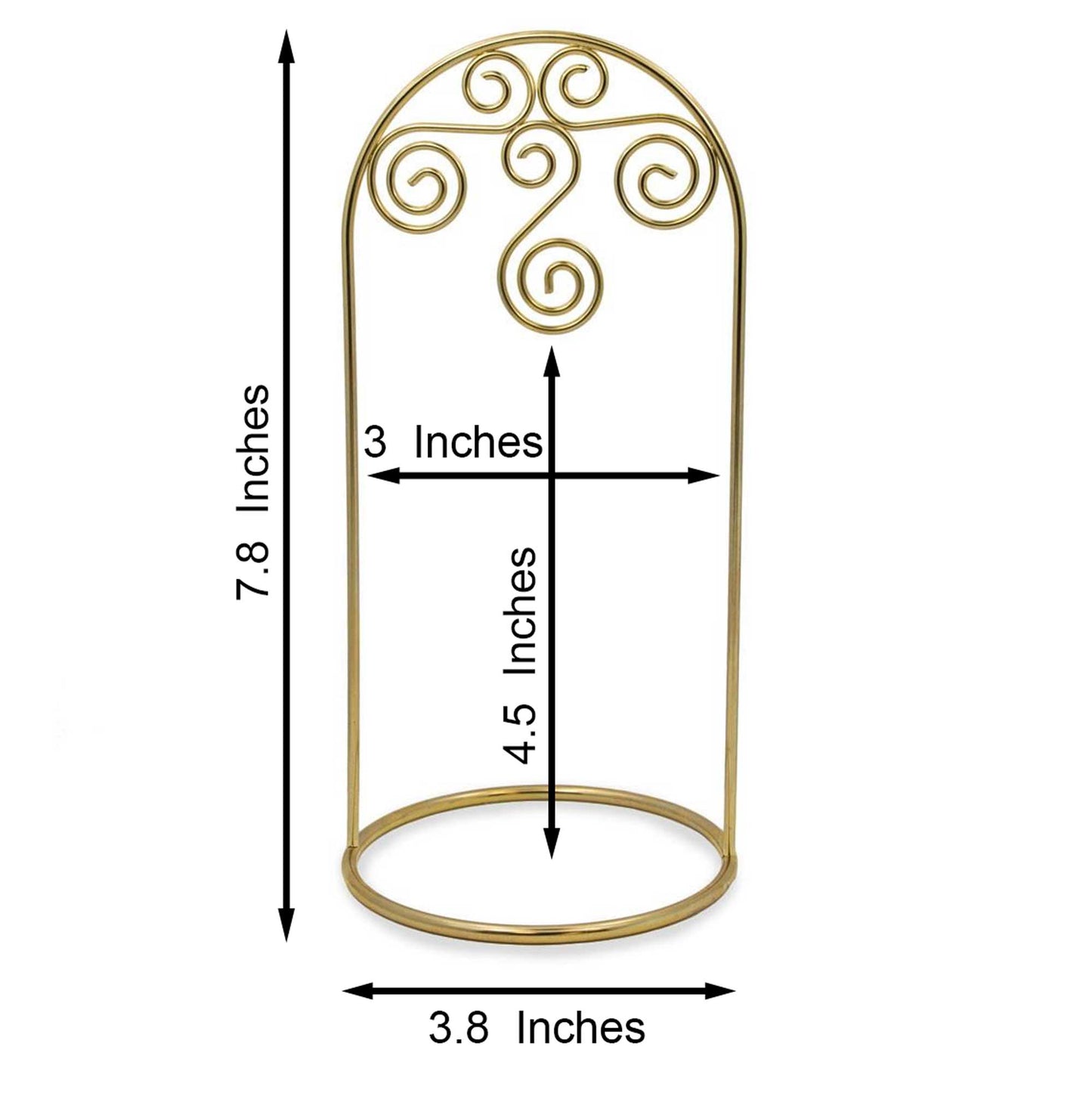 Gold Tone Metal Swirl Arch Ornament Stand Display 7.75 Inches