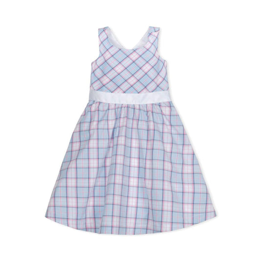 Organic Cross Back Party Dress - English Blue Plaid