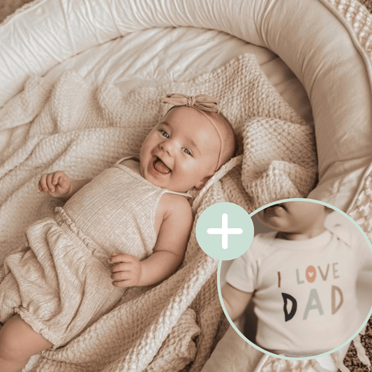 Macrame Oval Play Mat & Love Dad Bodysuit Bundle