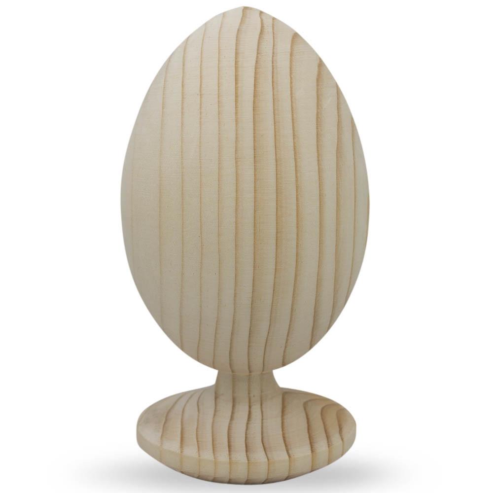 Unfinished Wooden Egg on Attached Stand 4.75 Inches Tall