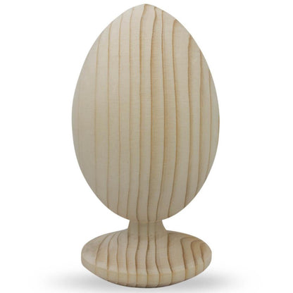 Unfinished Wooden Egg on Attached Stand 4.75 Inches Tall