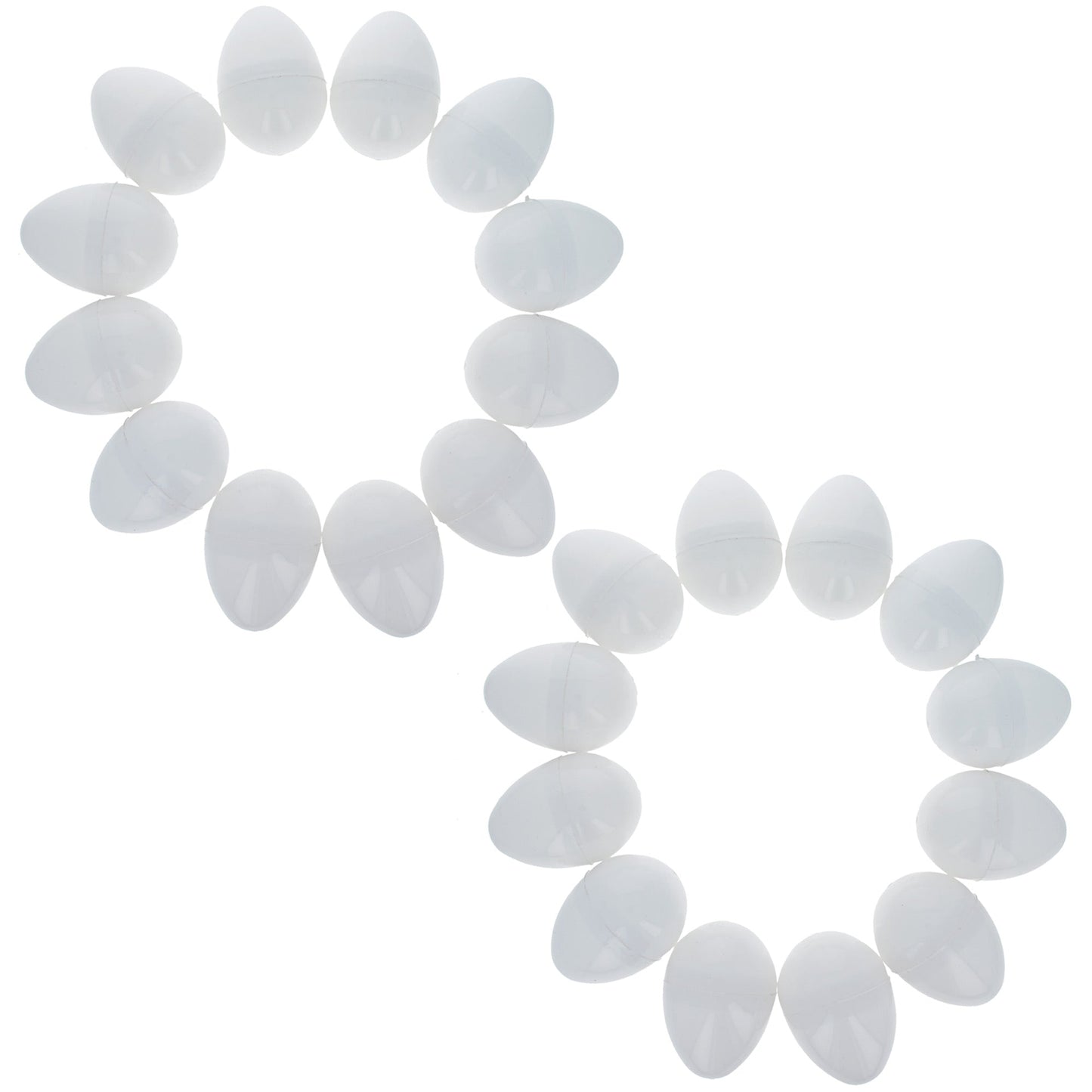 Set of 24 White Plastic Easter Eggs 2.25 Inches
