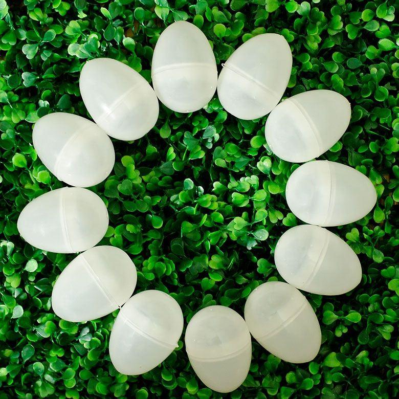Set of 24 White Plastic Easter Eggs 2.25 Inches