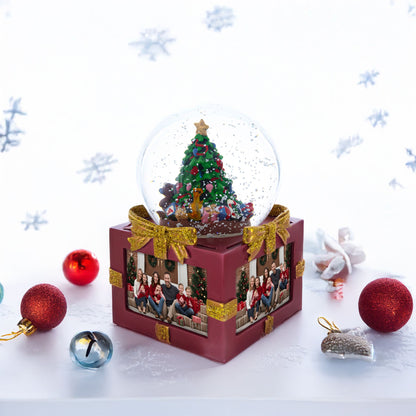 Four-Sided Picture Frame Christmas Tree Musical Water Snow Globe