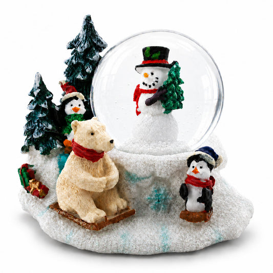 Snowman, Polar Bear and Penguins Mini Water Snow Globe