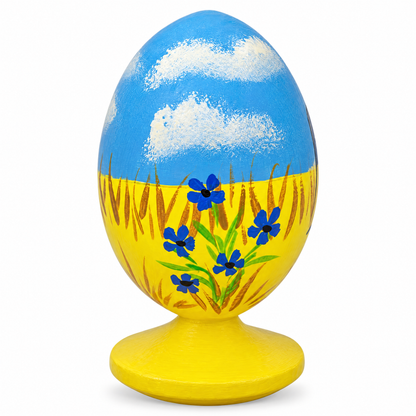 Ukrainian Girl with Flag Easter Egg Figurine