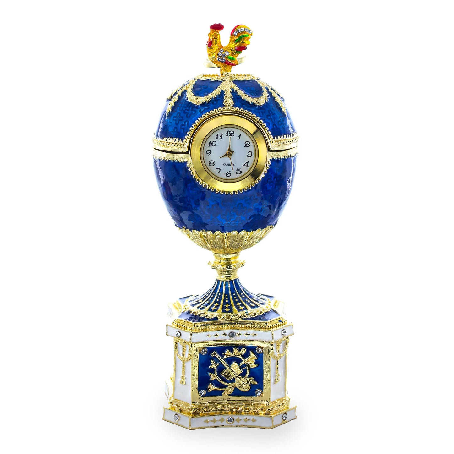 1904 Kelch Chanticleer Blue Enamel Royal Imperial Easter Egg with Clock