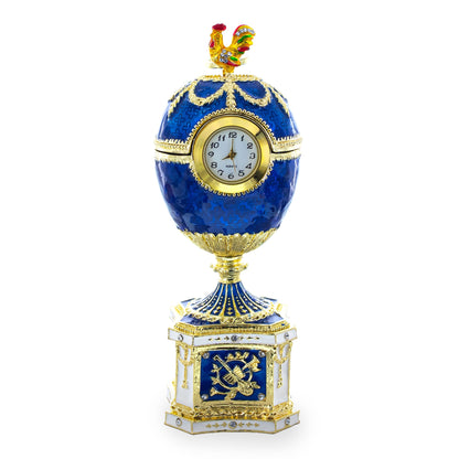 1904 Kelch Chanticleer Blue Enamel Royal Imperial Easter Egg with Clock