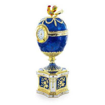 1904 Kelch Chanticleer Blue Enamel Royal Imperial Easter Egg with Clock