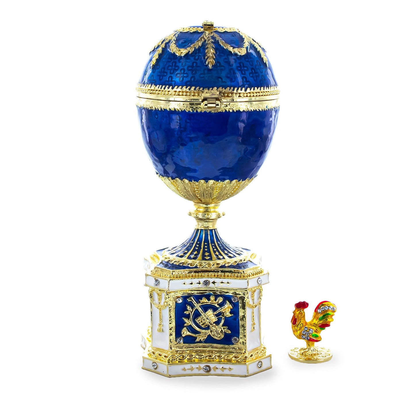 1904 Kelch Chanticleer Blue Enamel Royal Imperial Easter Egg with Clock