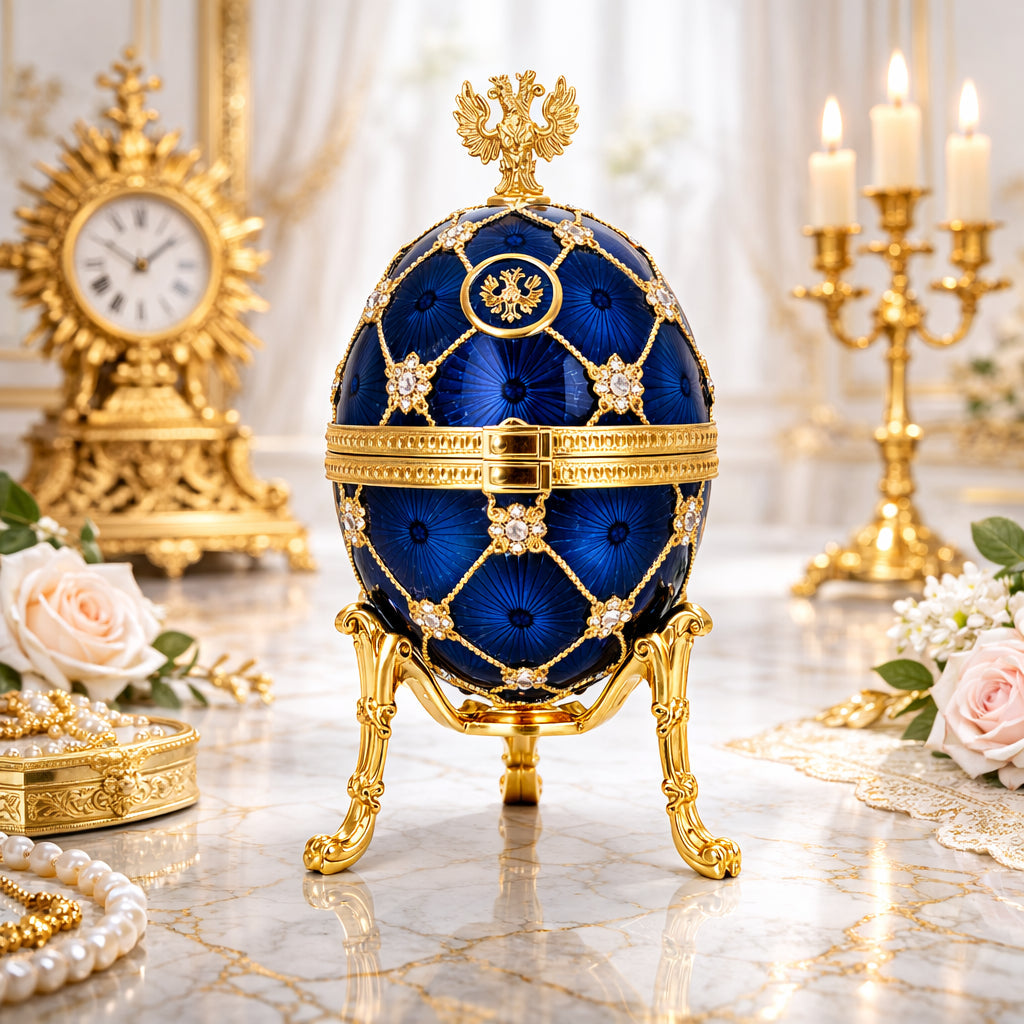 Coat of Arms Blue Royal Inspired Easter Egg