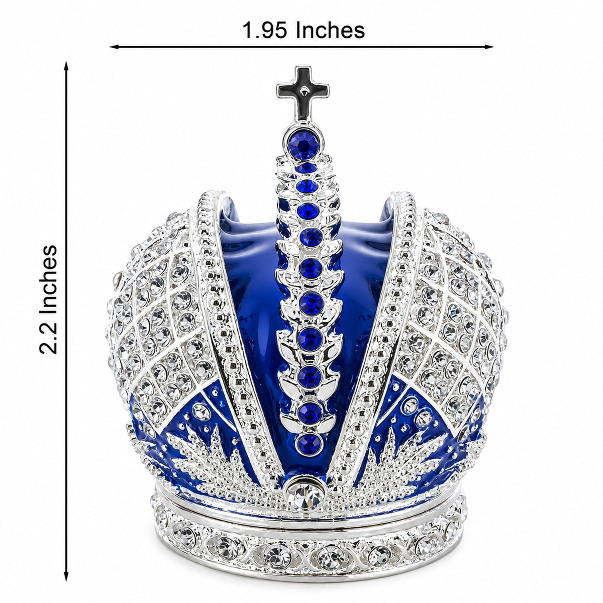 Royal Crown with Cross in Blue Enamel Jewelry Trinket Box Figurine