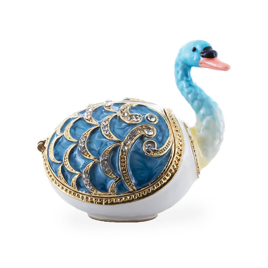Jeweled Swan Trinket Box Figurine