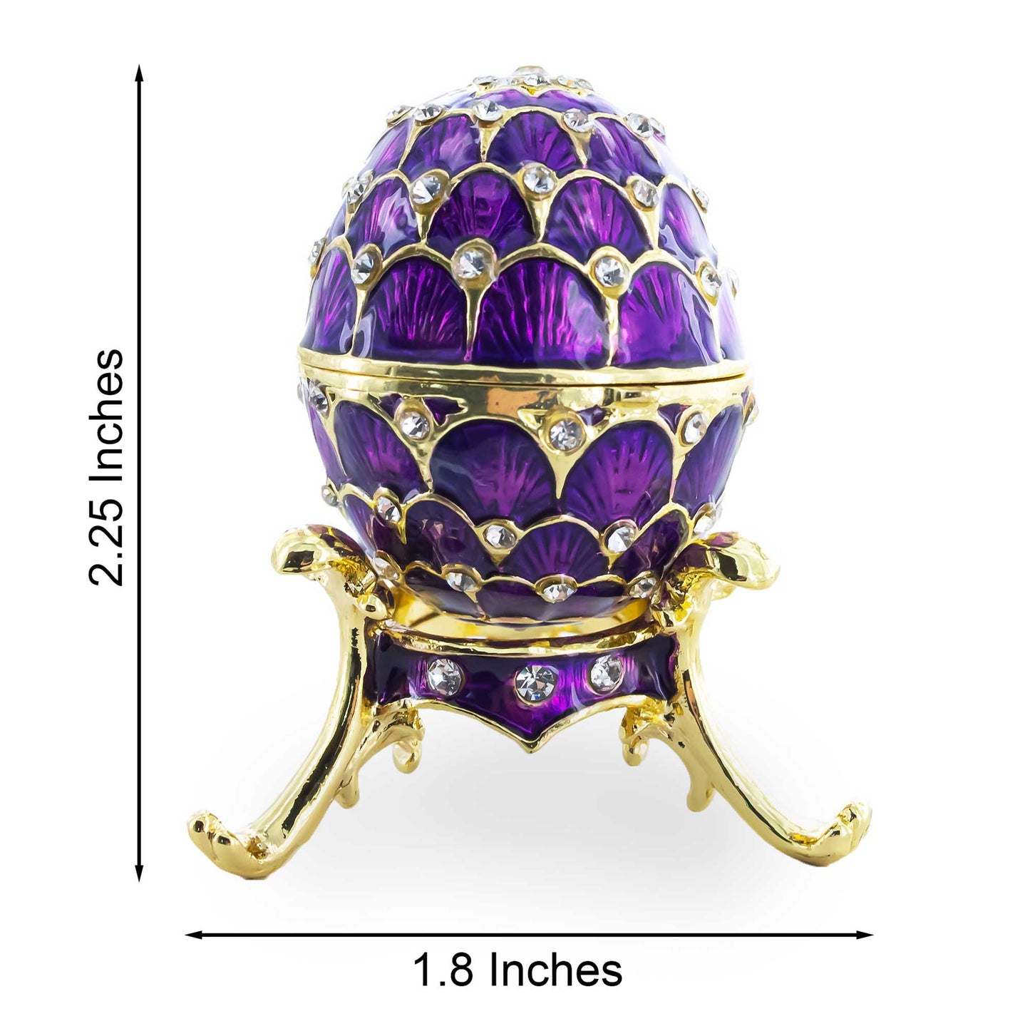 Jeweled Golden Arches on Purple Enamel Royal Inspired Imperial Easter  Egg 2.25 Inches