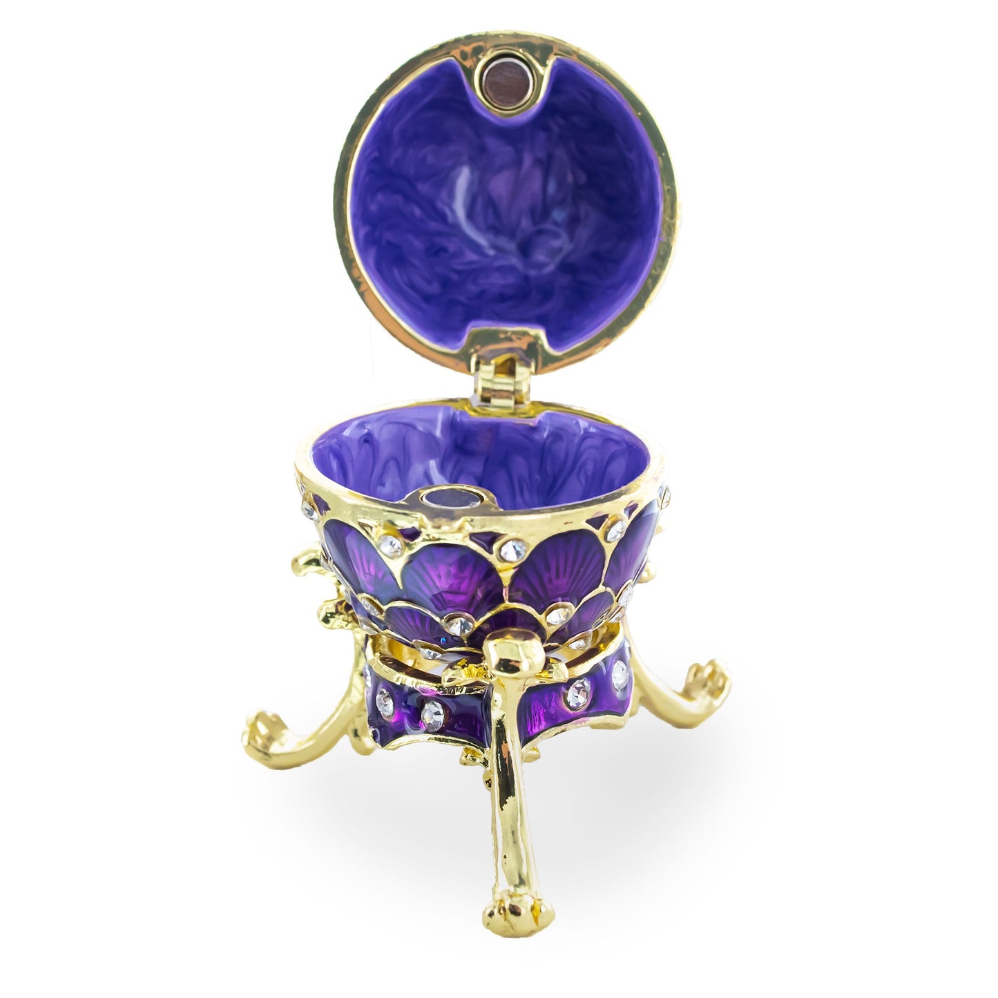 Jeweled Golden Arches on Purple Enamel Royal Inspired Imperial Easter  Egg 2.25 Inches
