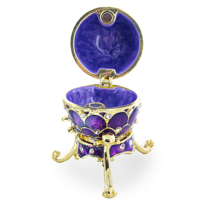 Jeweled Golden Arches on Purple Enamel Royal Inspired Imperial Easter  Egg 2.25 Inches