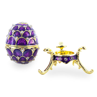 Jeweled Golden Arches on Purple Enamel Royal Inspired Imperial Easter  Egg 2.25 Inches