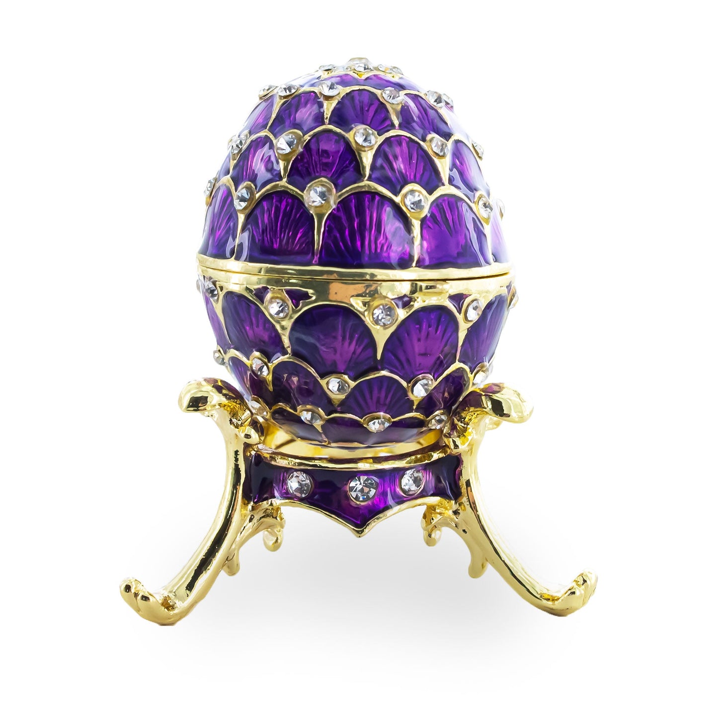 Jeweled Golden Arches on Purple Enamel Royal Inspired Imperial Easter  Egg 2.25 Inches
