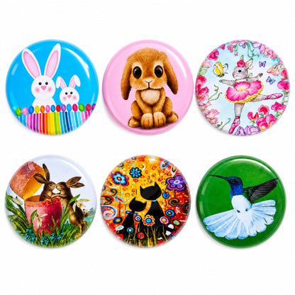 Bunnies, Hummingbird, Cats Easter Theme Fridge Magnets