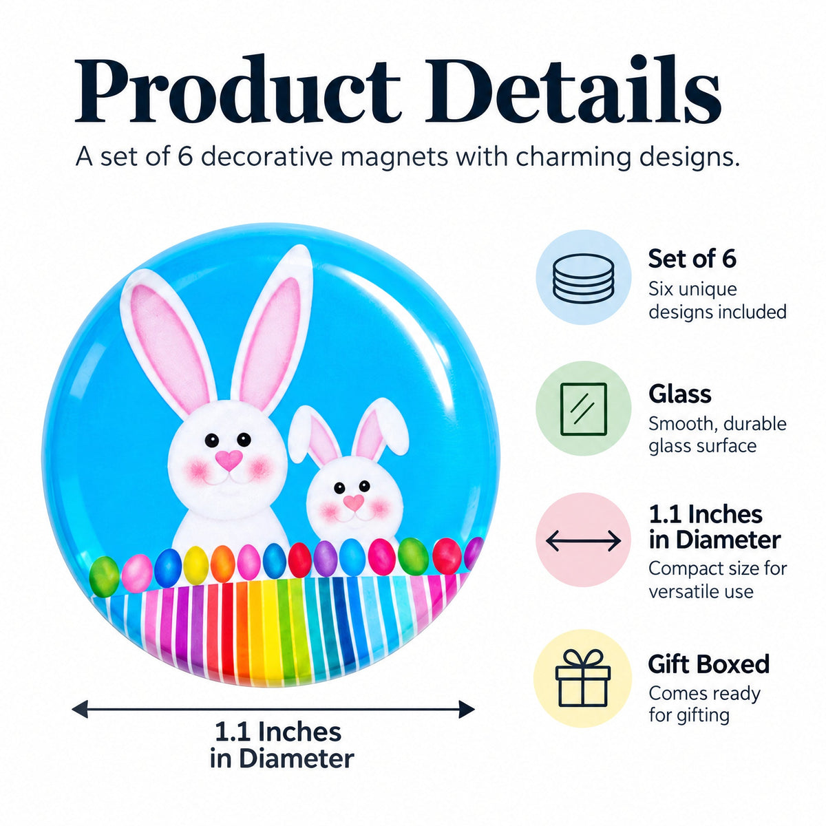Bunnies, Hummingbird, Cats Easter Theme Fridge Magnets