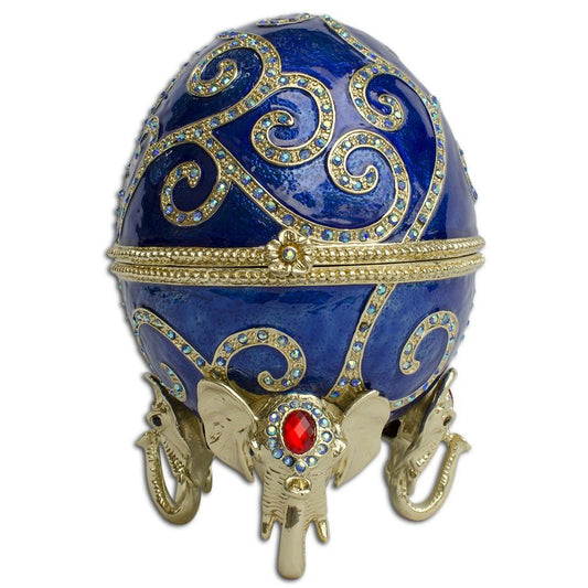 Jeweled Royal Elephant Egg Figurine 7.5 Inches
