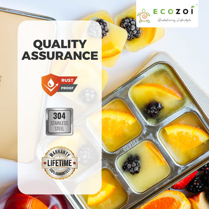 STAINLESS STEEL ICE CUBE TRAYS, 12 Large Cubes, 2 PACK