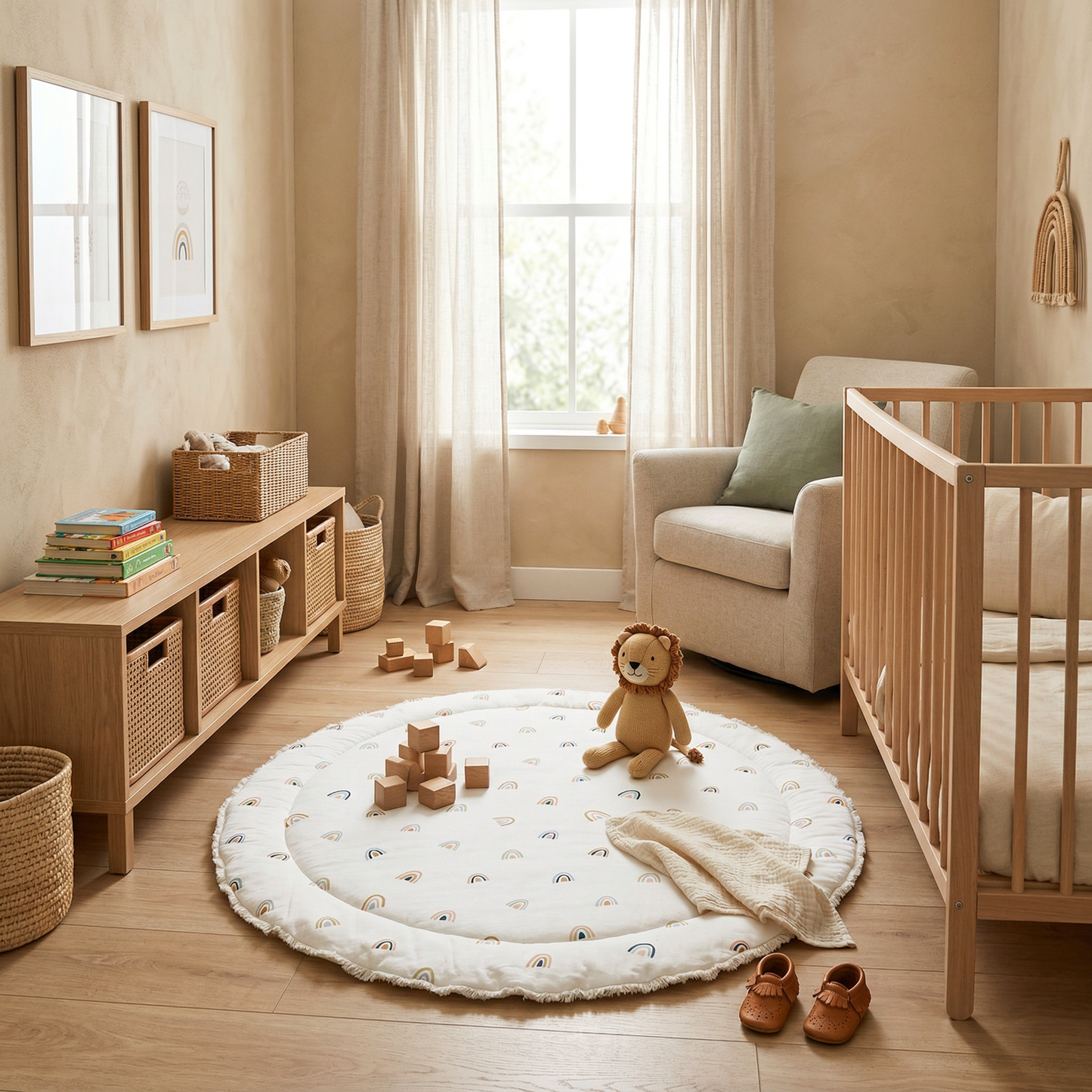 Organic Baby Play Mat - Rainbow and Ivory