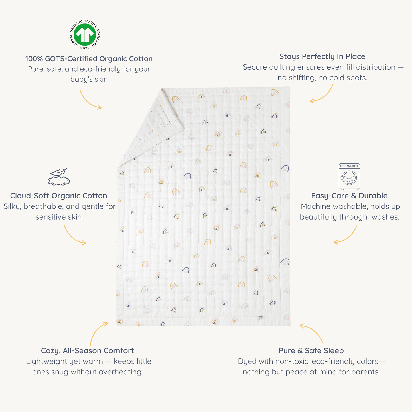 Organic Kids Quilt - Dotty & Rainbow