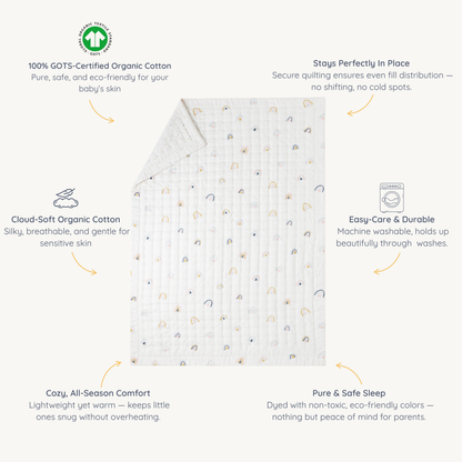 Organic Kids Quilt - Dotty & Rainbow