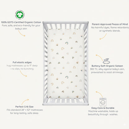 Organic Crib Sheet - Over The Rainbow
