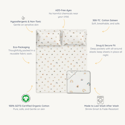 Organic Kids Fitted Sheet - Rainbow