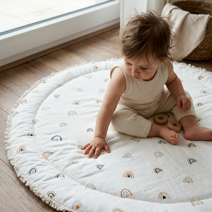 Organic Baby Play Mat - Rainbow and Ivory